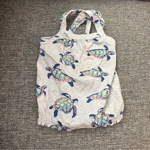 tea cross-back baby romper - turtles
